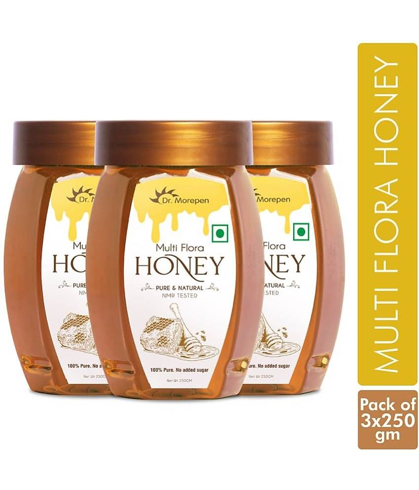 Dr. Morepen Pure & Natural Multi Flora Honey 100% Pure No Added Sugar |NMR Tested Pack of 3 (750g)