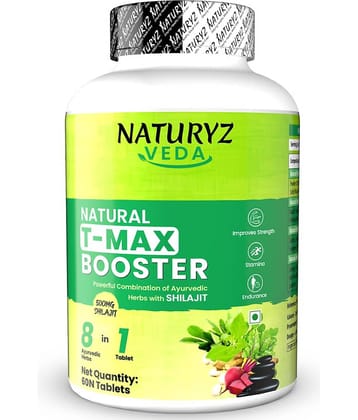 NATURYZ VEDA T-MAX Booster Pure Shilajit Ashwagandha For Strength, Stamina, Vitality - 60 Tablets