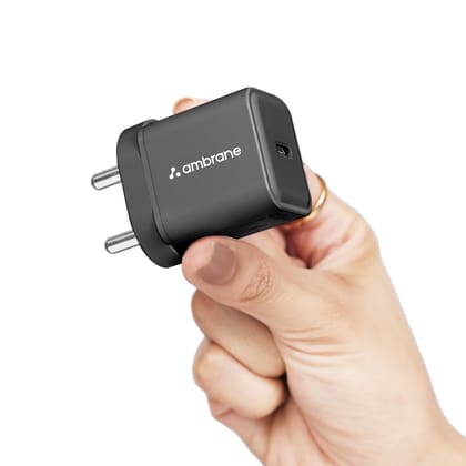 Ambrane 20W Fast Charger Adapter for iPhone 17/17 Air/17 Pro/17 Pro Max, 16/16 Plus/16 Pro/16 Pro Max, 15/15 Plus/15Pro/15 Pro Max & Other Type C Devices (Charge 20 Black) Ambrane 20W Fast Charger Adapter for iPhone 17/17 Air/17 Pro/17 Pro Max, 16/16 Plu