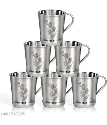LEROYAL Tea/Coffee Nature Stainless Steel Tea Cup 150 ml ( Pack of 6 )