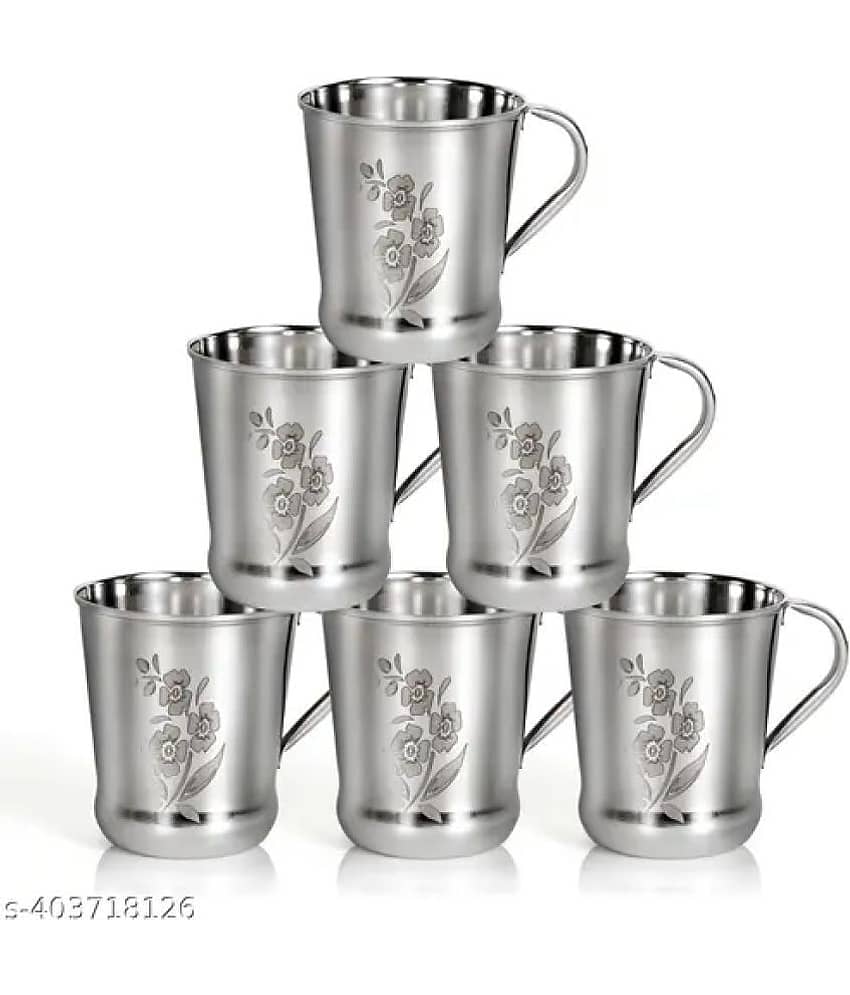 LEROYAL Tea/Coffee Nature Stainless Steel Tea Cup 150 ml ( Pack of 6 )