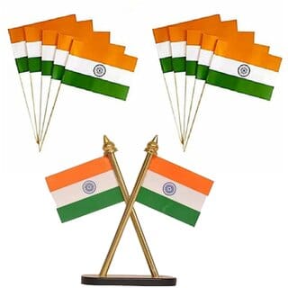 Combo of The Flag Shop Indian Outdoor Flag of 20in 30In in 100 with  India Double Sided Wind Car Dashboard