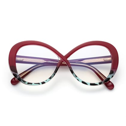 PERKEY Full Rim Oval-Oversized Transparent Computer Blue Cut Spectacles Frames Men Women - OPTL0013-C2-Large / Clear / Brown