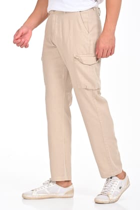 Ivan - Cotton Linen Cargo Trouser - Beige-S-30 / BEIGE