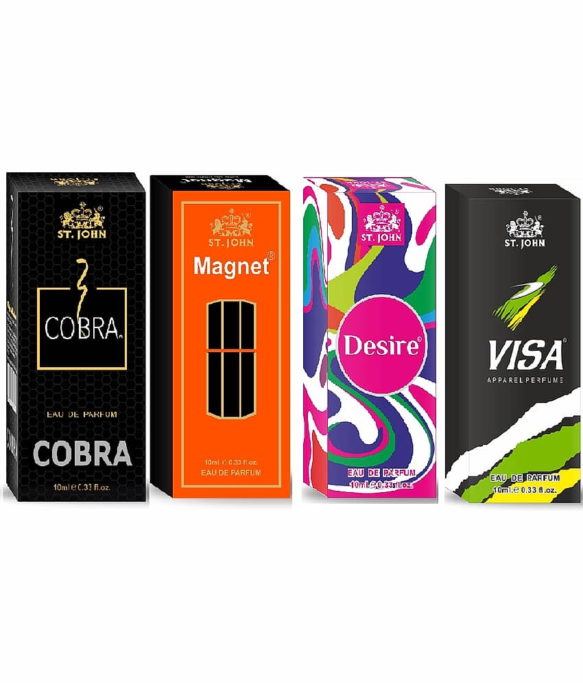 ST.JOHN Cobra ,Magnet,Desire & Visa 10ml Pocket Perfume For Men 10ml Each (40ml) - Pack of 4