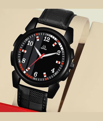 Septem Black Leather Analog Men's Watch