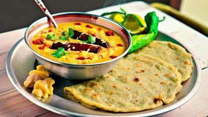 Jowar/bajra/multi Millet /atta Roti + Yellow Dal Tadka