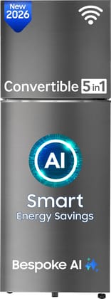 Samsung 419 L, 2 Star, Convertible 5-in-1, Digital Inverter, Frost Free Double Door, Bespoke AI WiFi Refrigerator (RT45HG6A22S8HL, Silver, Elegant Inox, 2026 Model) Samsung 419 L, 2 Star, Convertible 5-in-1, Digital Inverter, Frost Free Double Door, Besp