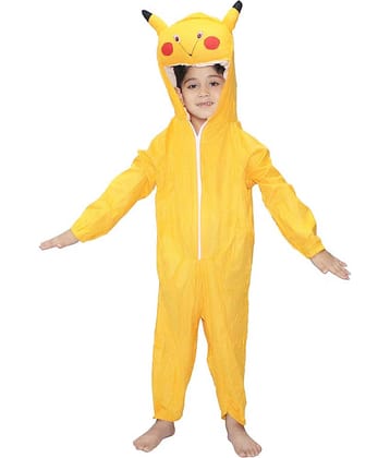 Kaku Fancy Dresses Pika Cartoon Costume -Yellow, 7-8 Years, For Boys & Girls