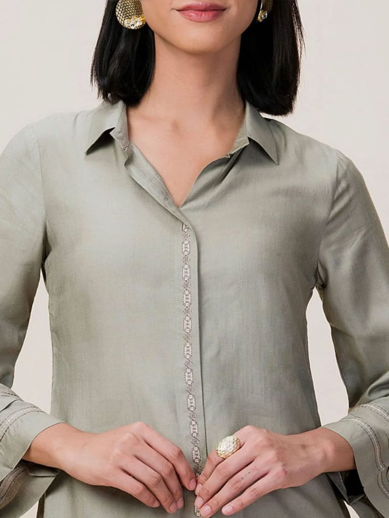 English Shirt Style Kurta Set