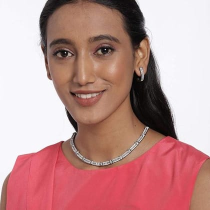 Silver-Plated AD Studded Jewellery Set