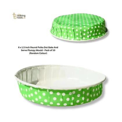 6 x 1.5 Inch Round Polka Dot Bake And Serve Plumpy Mould - Pack of 10 (Random Colour)