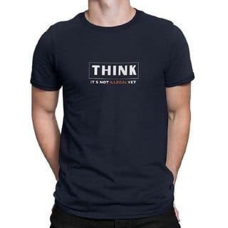HIT SQUARE Mens Round Neck Printed T-Shirt | Navy Blue, Pure Cotton, Casual Wear