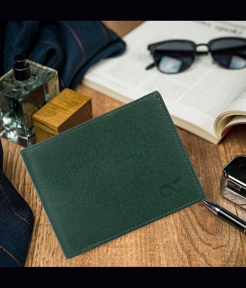Dezire Crafts PU Printed Men's Regular Wallet With 6 Slots For Card ( Green , Pack of 1 )