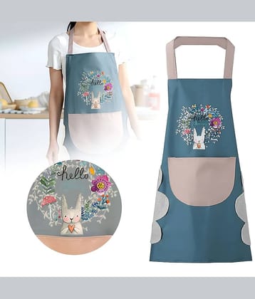 SARVASHVA TRENDS PVC Printed Kitchen Apron with 1 Center Pocket ( Pack of 1 )