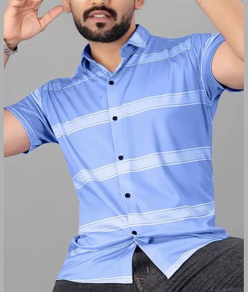 FABRIPPLE Cotton Blend Regular Fit Striped Half Sleeves Men's Casual Shirt - Blue ( Pack of 1 )