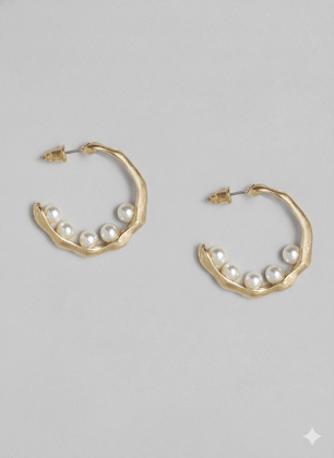 JustPeachy Gold-toned and white contemporary drop earrings, gold-plated, has pearlsSecured with a post and back