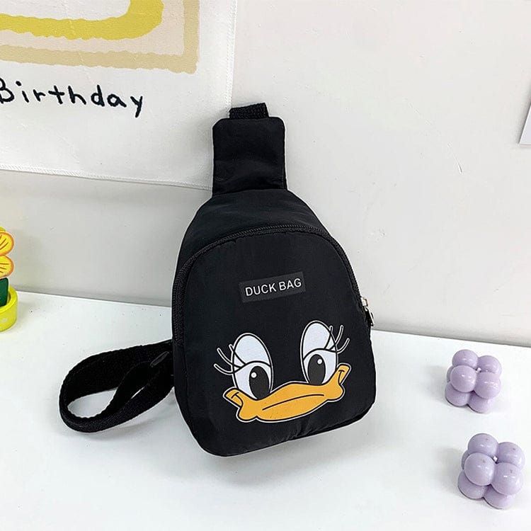 Duck Printed Mini Crossbody Bag for Kids-Black
