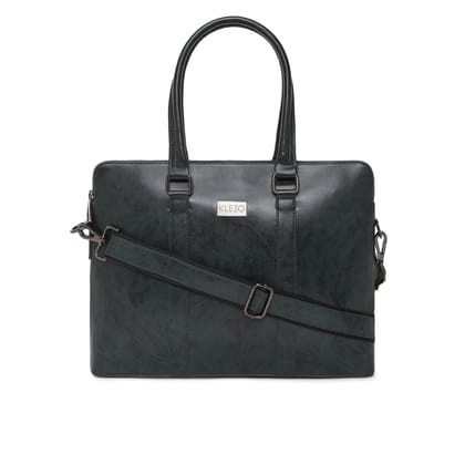 Sleek Vegan Laptop Bag (L)-Dark Green