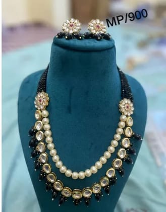 Kundan beads long necklace