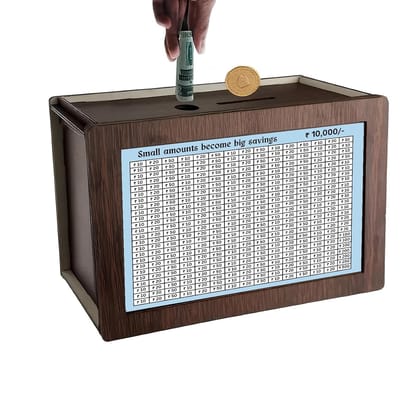 Panchhi Store Piggy Bank for Kids Wooden Money Bank for Adults, Kids Coin Box with Carved Design for Kids/Children Gullak for Adults Best for Return Gift Money Saving Box for Adult 100000 Rs Saving