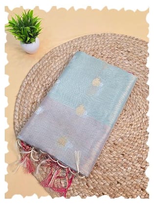 Women's Kota Doria Saree Banarasi Weaving With Running Blouse Designer Zari Kanchi Border Light Weight comfortable Fabric