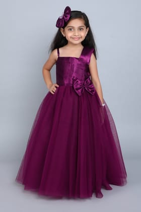PinkChick Satin Bodice One Shoudler Gown -Burgundy-1-2Y / Burgundy