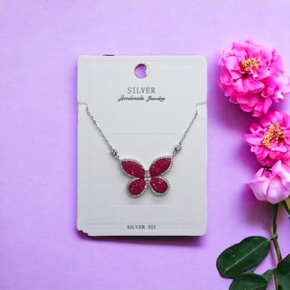 92.5 Sterling Silver  Butterfly Chain Necklace