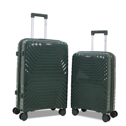 SKYCARRY Vanxx | PP Hard-Shell Luggage Set (2-Piece) | TSA-Type Lock | 360 Dual Spinner Wheels | Aviation-Grade Telescopic Handle | Matte-Gloss Finish (2, Forest Green, Small/Medium)