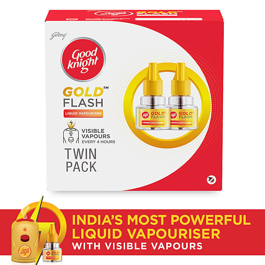 Good Knight Gold Flash Liquid Vapourizer, Mosquito Repellent Refill, 45 Ml Each (Pack Of 2)