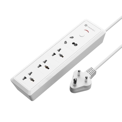 Portronics Power Plate 17 Extension Board with 4 Universal Sockets, 3840 Watts, 3m Cord, Resettable Fuse, Safety Shutter, 1-Socket 16A + 3-Socket 6A, Multi Plug for Home Appliances 