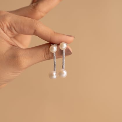 Long Line Pearl Earrings