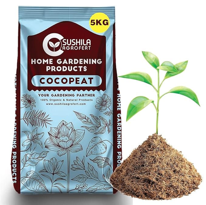 Sushila Agrofert Premium Cocopeat with Vermicompost Added for Plant 5KG Extra Nutrients Added Ready to Use Powder Low EC Neutral PH