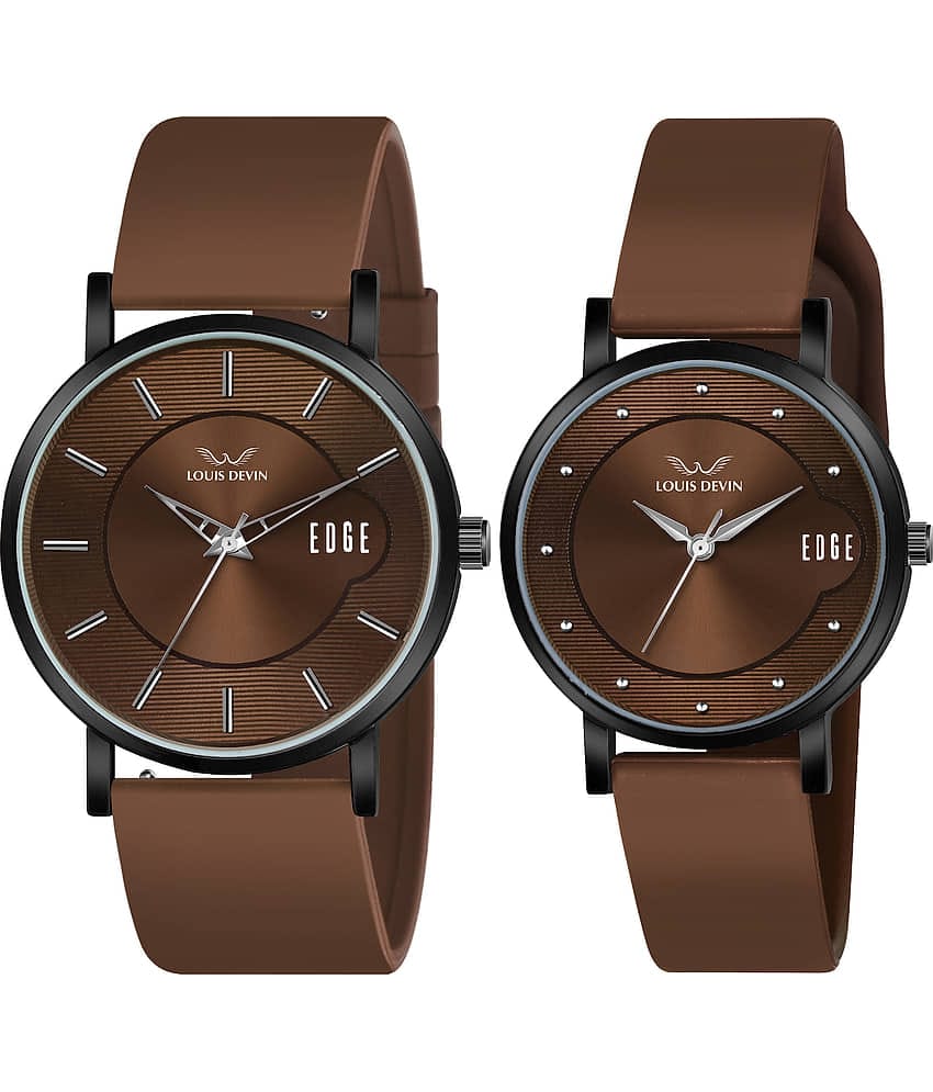 LOUIS DEVIN Brown Silicon Analog Couple's Watch