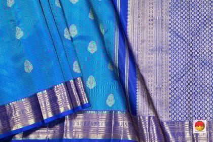 Royal Blue Jacquard Kanchipuram Silk Saree Handwoven Pure Silk Pure Zari For Wedding Wear PV NYC 268