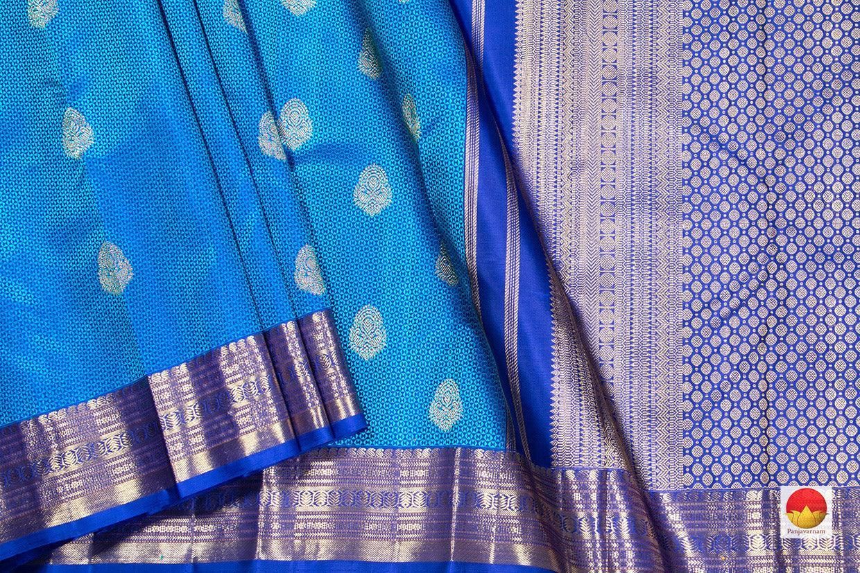 Royal Blue Jacquard Kanchipuram Silk Saree Handwoven Pure Silk Pure Zari For Wedding Wear PV NYC 268
