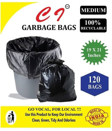 C I  Garbage Medium 120 pcs - 19X21 Disposable Garbage Trash Waste Dustbin Bags | 4 packs of 30 pcs