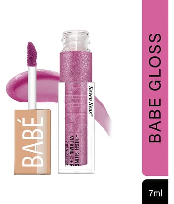 Seven Seas Babe Glittery Lip Gloss With High Shine Lip Color For Glossy Look (Pink)