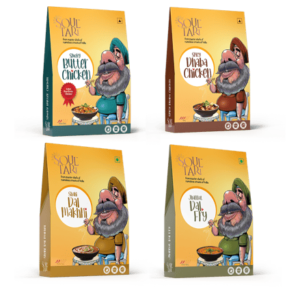 Spicy Dhaba Chicken + Smoky Butter Chicken + Shahi Dal Makhni + Jhannat Dal Fry-300 Gm Each