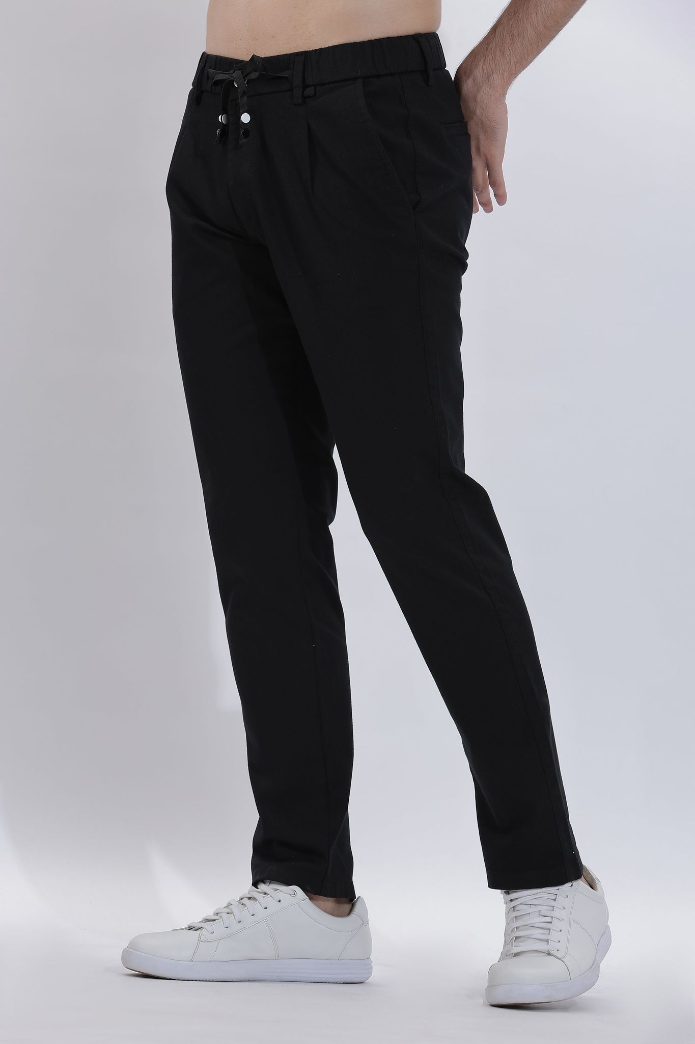 Men's Black Drawstring Trousers | Rick Rogue-38