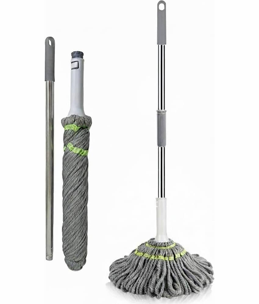 Theos Microfiber Self-Wringing Twist Mop with Extendable Telescopic Handle, Floor Cleaning Mop, Floor Cleaner for Tile, Hardwood & Laminate, Hang-Up Storage Design