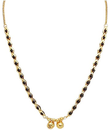 h m product gold plated black bead short mangalsutra for women-10023