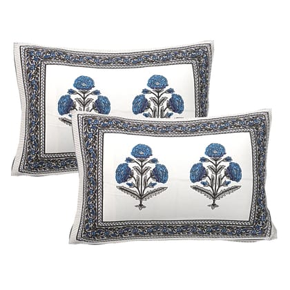 Floral Motif Pillow Covers pair -blue-17 x 27 inches Pillow Cover