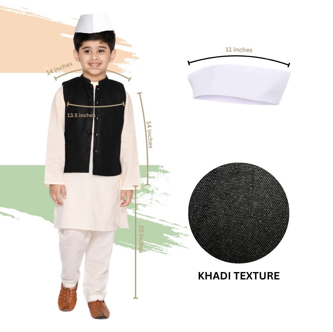 Wanna Party Jawahar Lal Nehru Costume ,National Heros Costume,Freedom Fighters Costumes for Kids, Independence Day Costumes,Republic Day Costumes For Schools Plays & Dress Up Competition-Size 3-5 years
