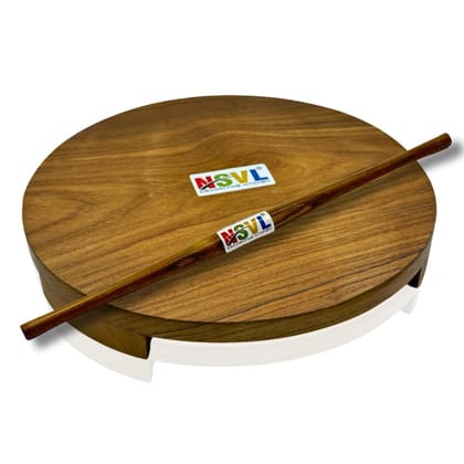 NSVL Sagwan Polpat Chakla Roti Chapati Maker 25 cm with Sagwan Roti Belan Rolling Pin 42 cm (Sagwan Polpat with Sagwan Gujrati Belan)