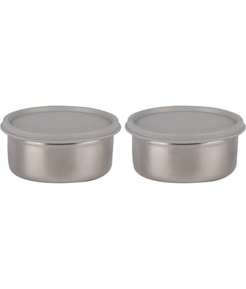 Generic Stainless Steel Multi-Purpose Round Food Container 350ml, Grey, (2U)