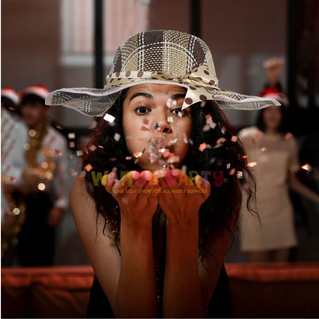 Summer Cane Beach Hats Square Patternswith Polka D