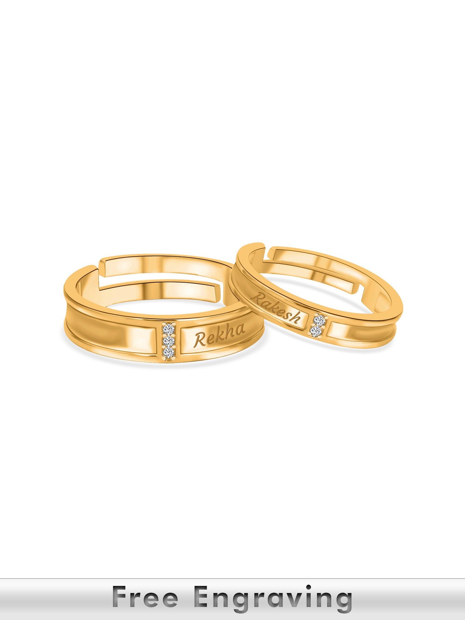 Golden Adjustable Silver Rings For Couple-Adjustable