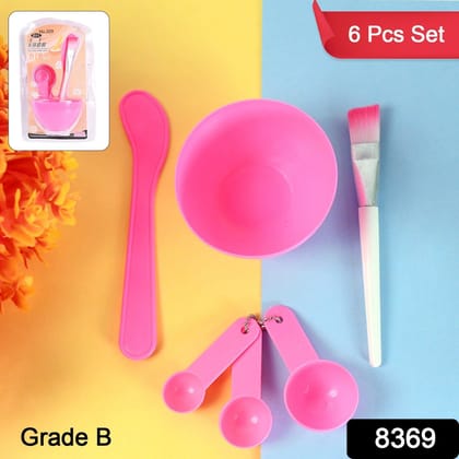 4 In 1 Facial DIY Skin Care Mask Mixing Bowl Stick Brush Gauge Spoon (6 Pcs Set)