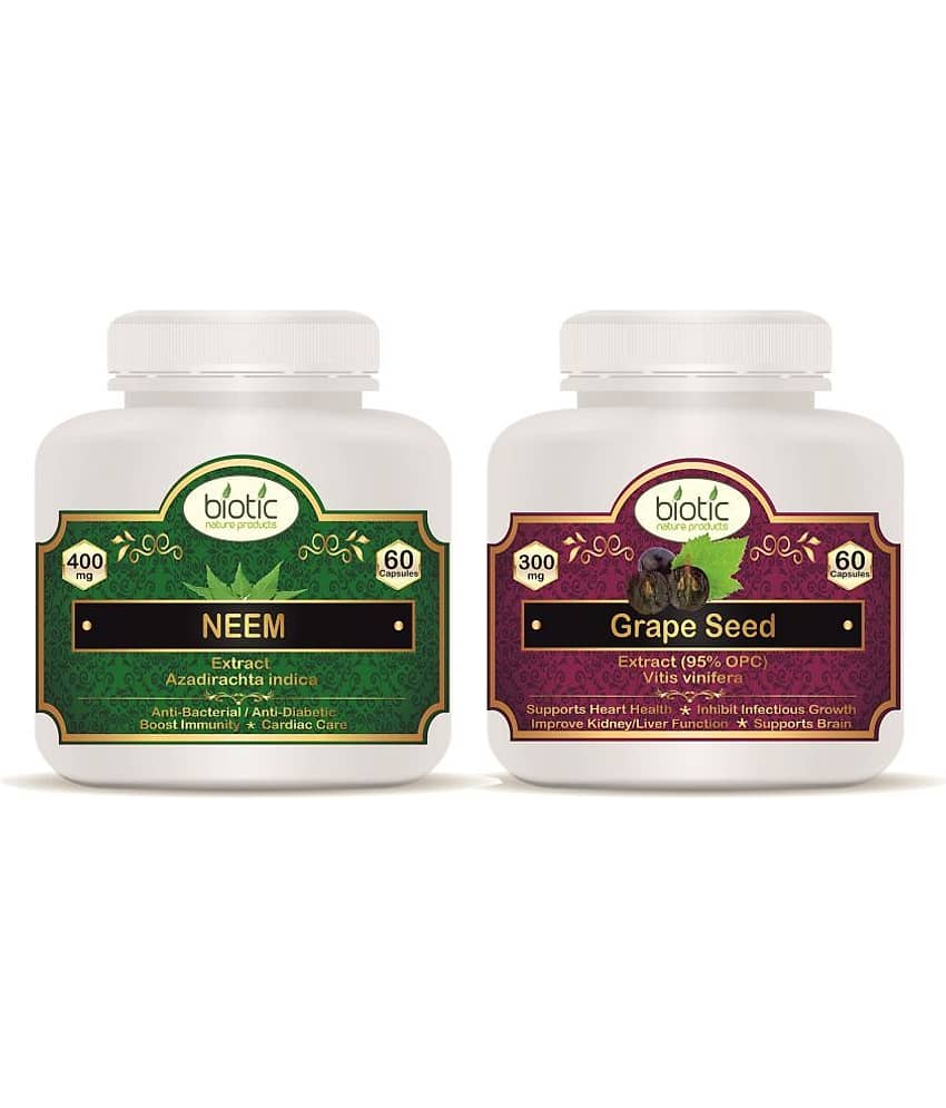 Biotic Grape Seed Extract and Neem Leaf Extract Capsule 120 no.s Pack of 2
